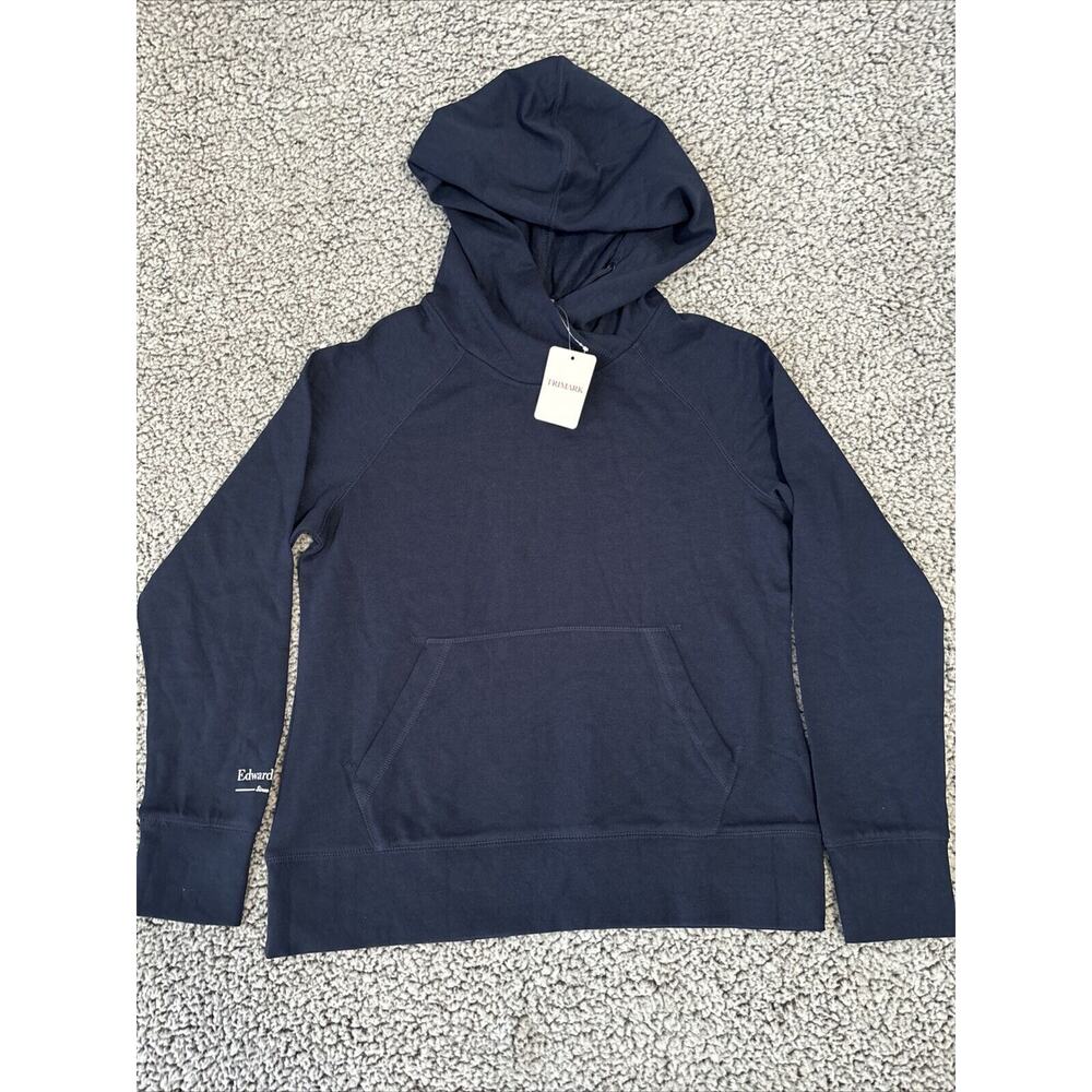 Trimark Sz M Edward Jones Fleece Pullover Hoodie Kangaroo Pocket Thumb Hole Blue